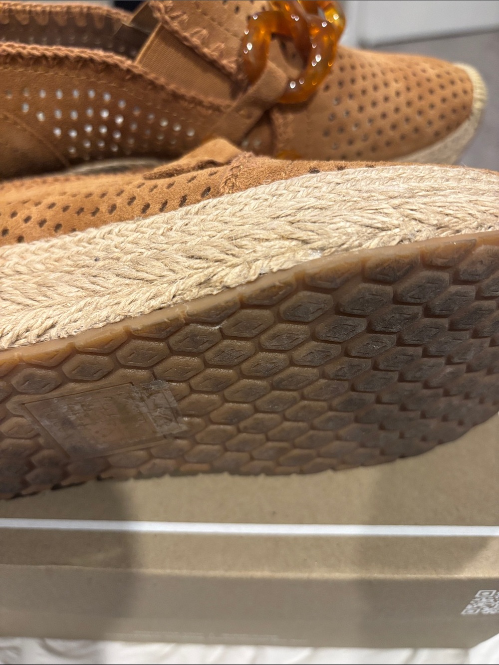 Dolce Vita Tan Suede Espadrille Loafer with Amber Chain - Picture 4 of 5